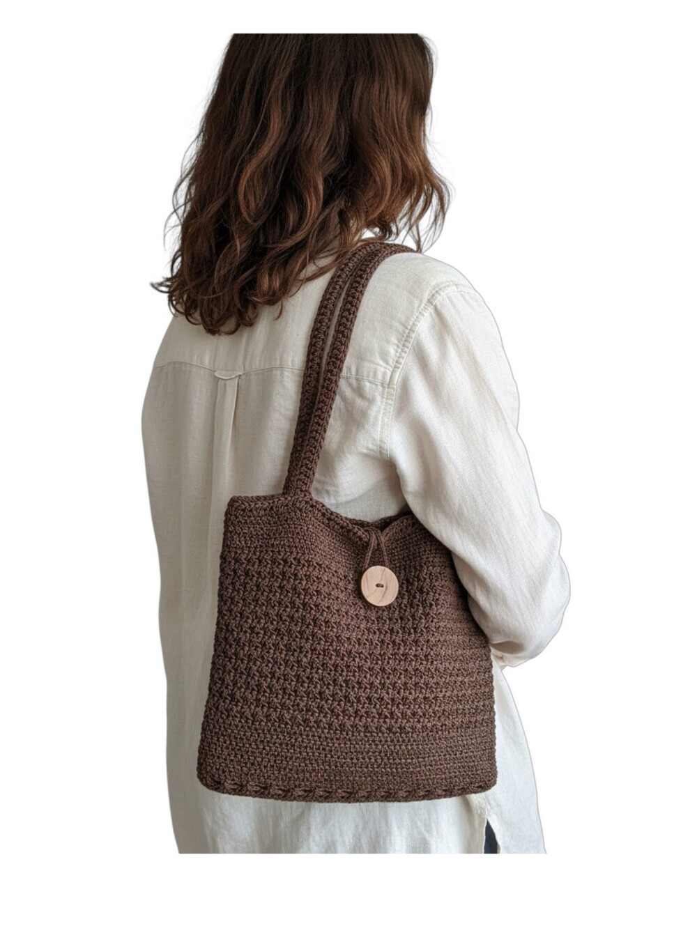 J. Jill NWOT Handcrafted Brown Crochet Boho Tote Bag - Shoulder Bag